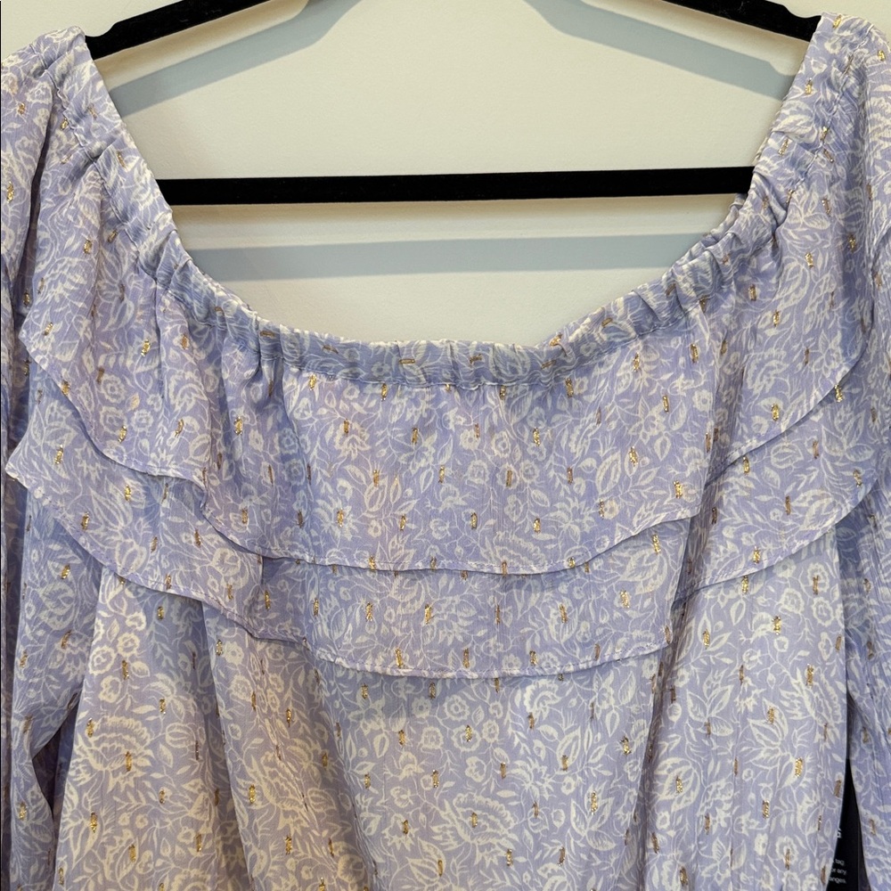 Express Light Lavender Off-Shoulder Ruffle Romper - Picture 7 of 7